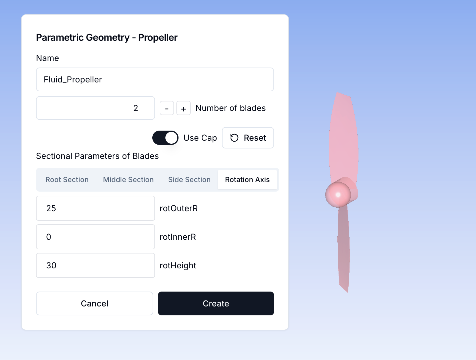 Propeller Design - Rotation Axis