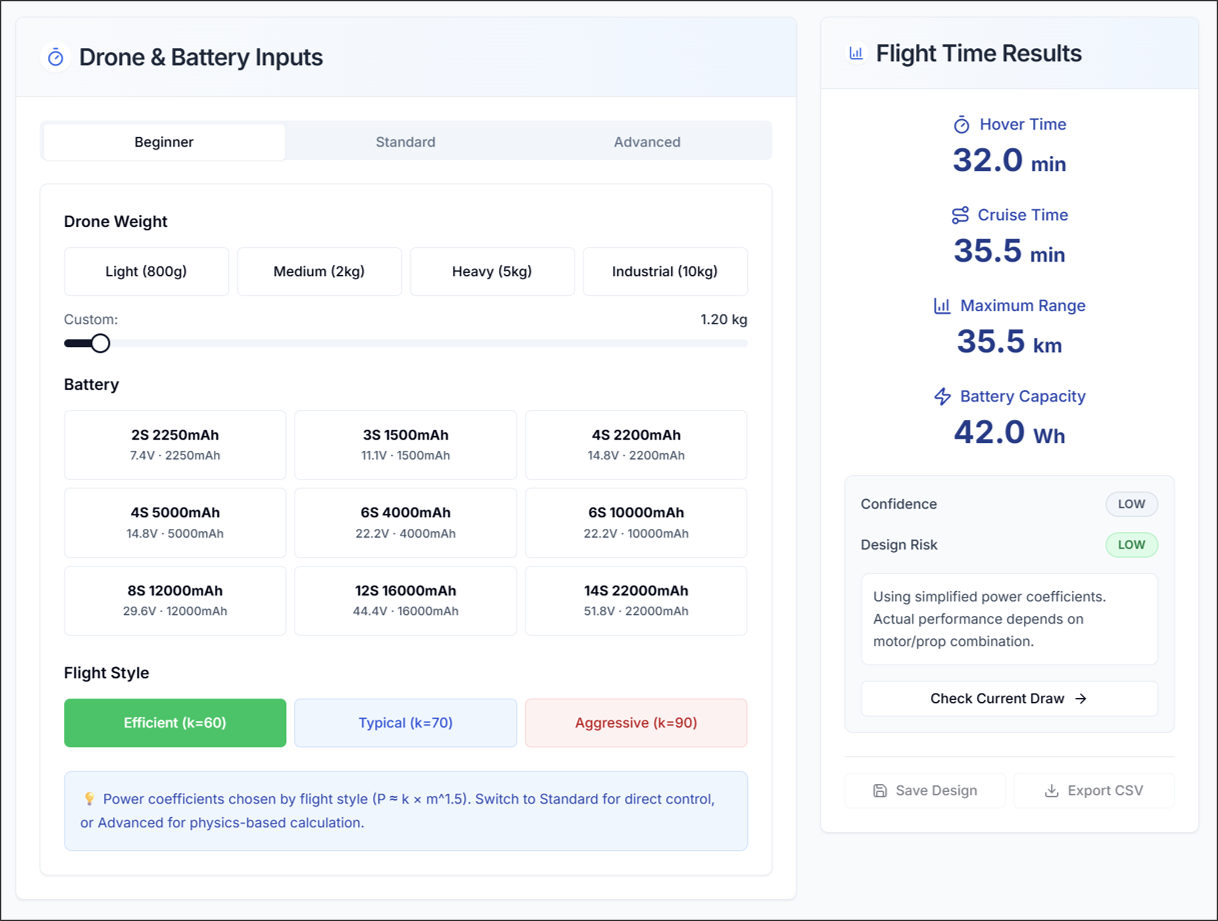 Figure 1. Flight Time Calculator: Beginner