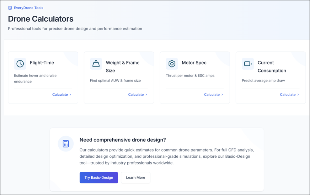 Figure 1. Drone Calculator Overview